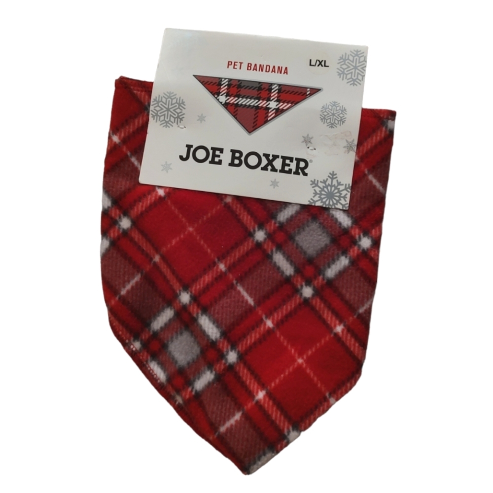 NWT Dog Bandana Red Plaid Flannel  L / XL Joe Boxer Cat Pet Clothes Accessory